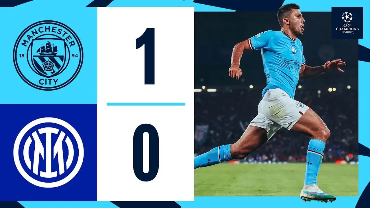 Man city vs Inter Milan match score image