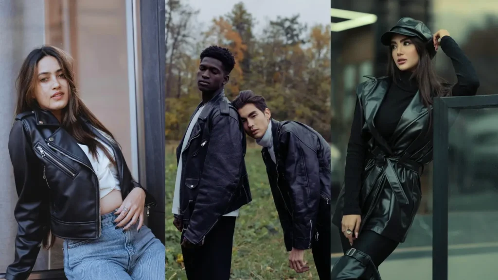 models with Black Leather Jacket image